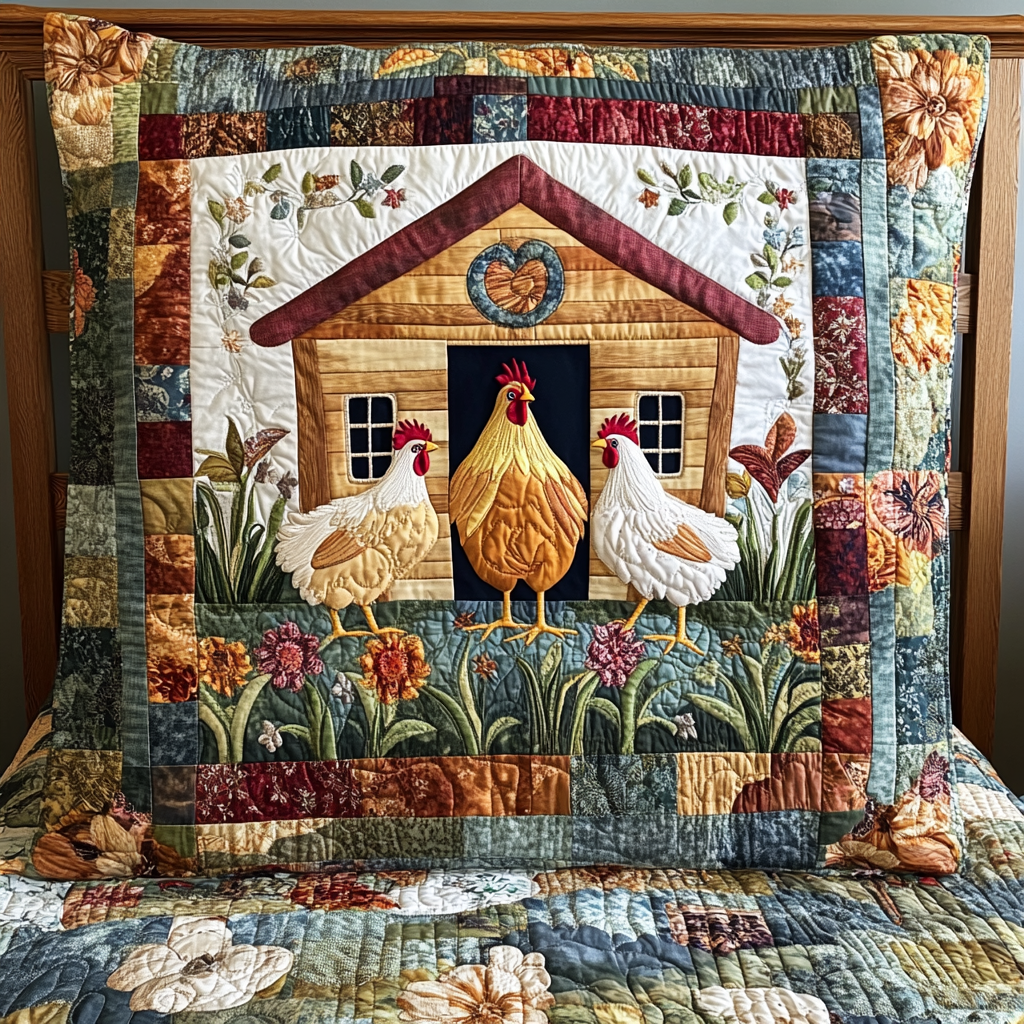 Chicken Coop DAI150125145 Quilted Pillow Case