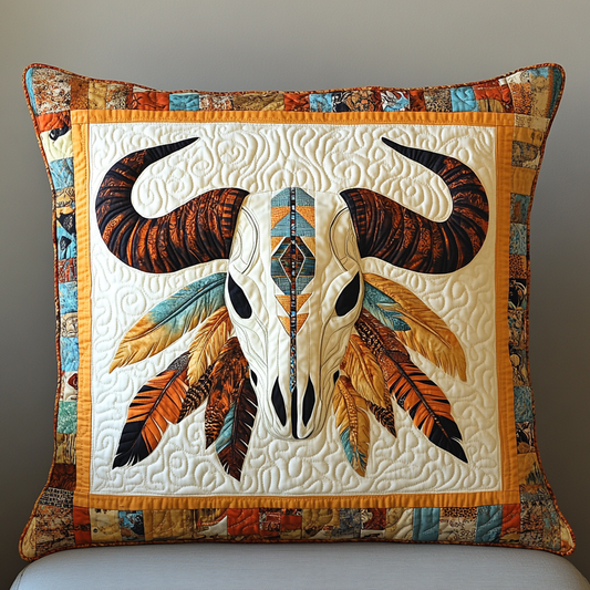 Tribal Bull Skull DAI241224033 Quilted Pillow Case