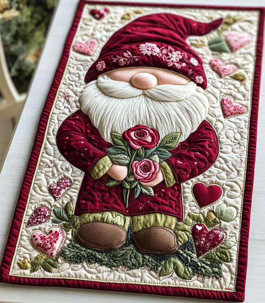 Valentine Gnome DAI150125340 Quilted Table Runner