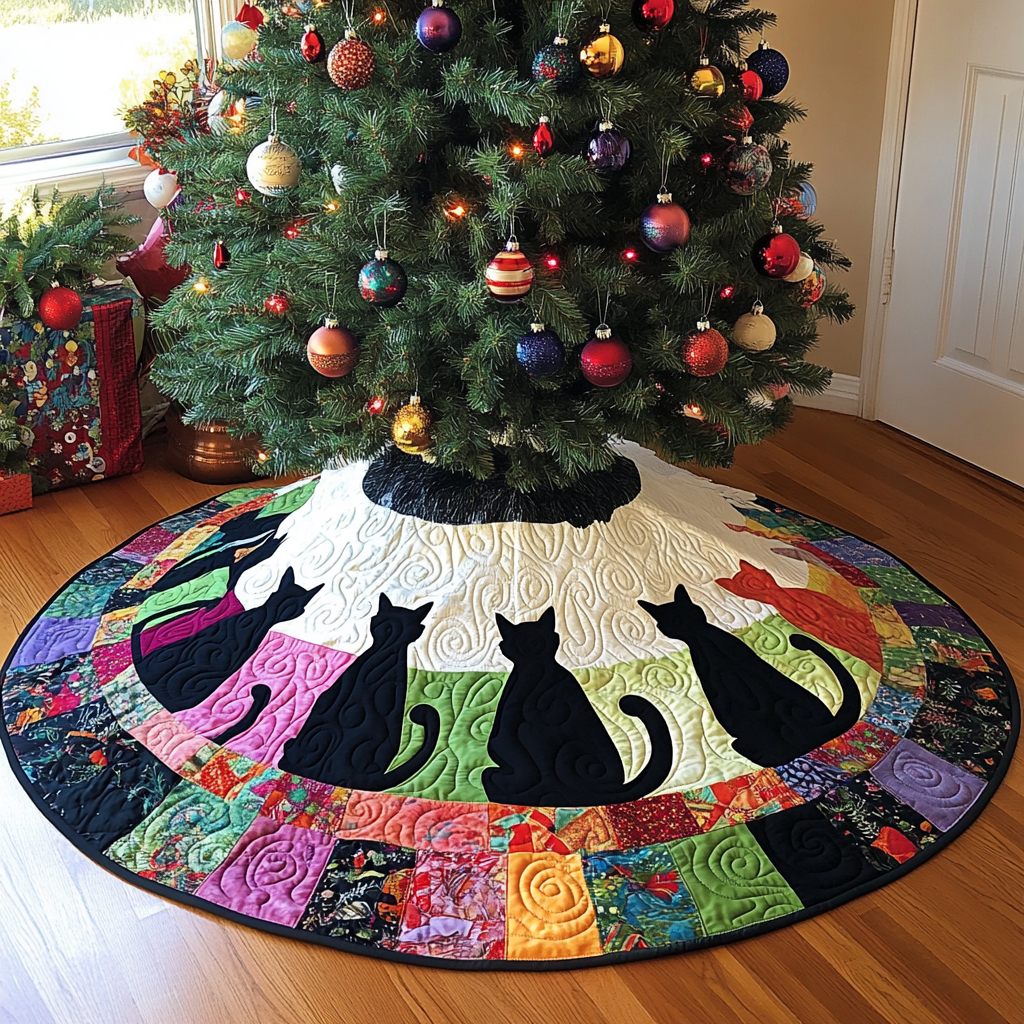 Black Cat TAI021024188 Quilted Tree Skirt