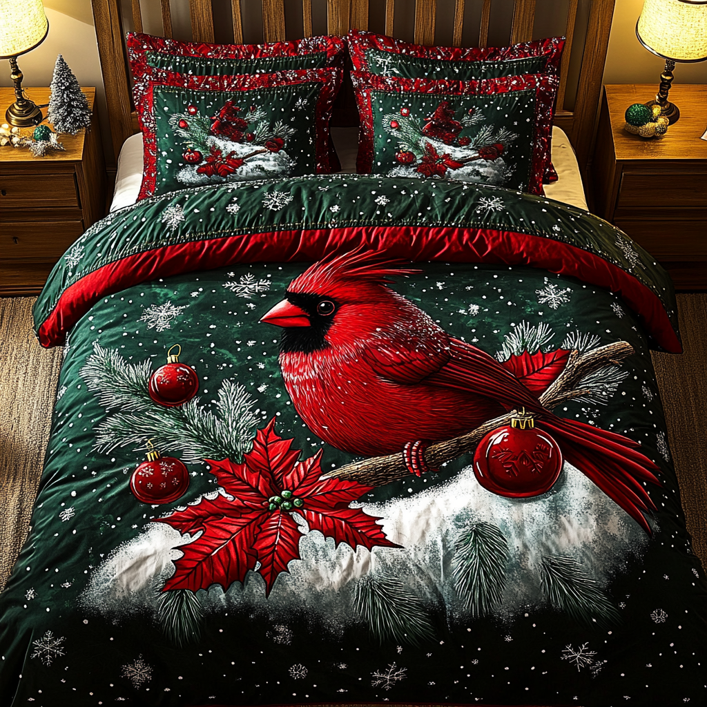 Christmas Cardinal TAI201124289 Quilt Bedding Set