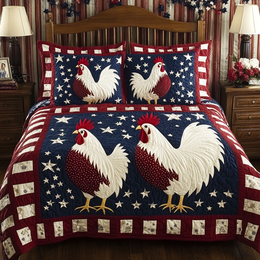 Patriotic Rooster DAI110225215 Quilt Bedding Set