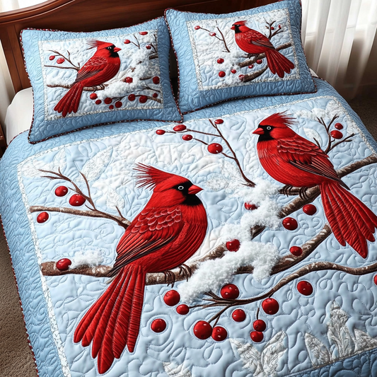 Winter Cardinal TAI201124154 Quilt Bedding Set