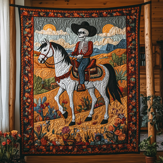 Cowboy Skeleton DAI241224389 Quilt Blanket