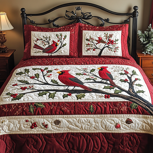 Christmas Cardinal TAI041024540 Quilt Bedding Set