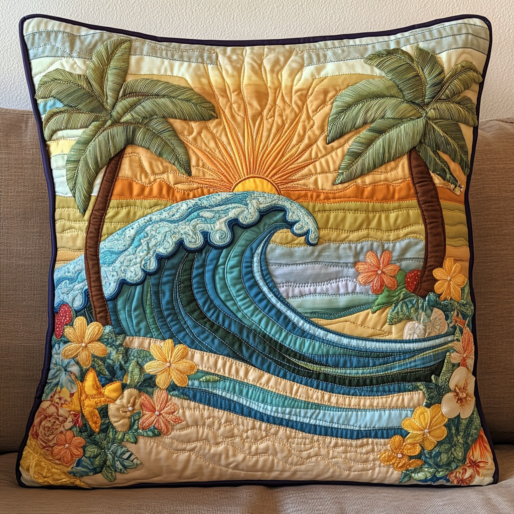 Sunset Beach DAI090125345 Quilted Pillow Case