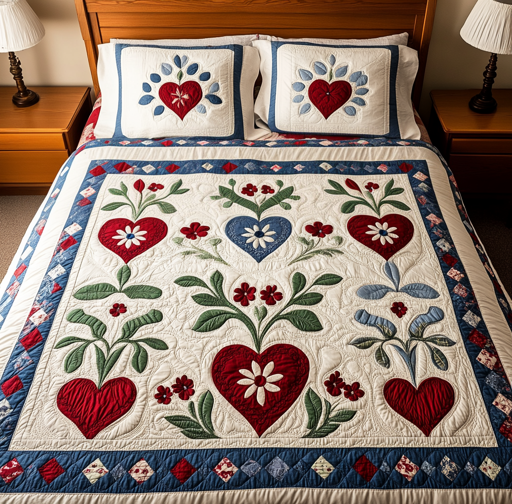 Floral Heart DAI110225211 Quilt Bedding Set