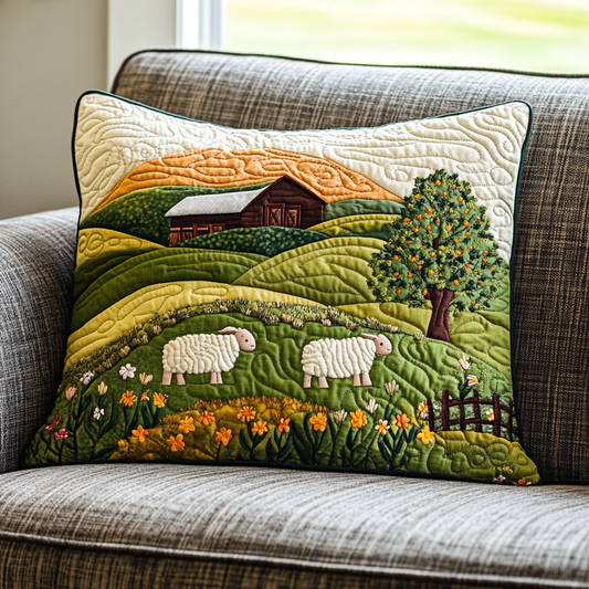 Farm House Sheep DAI150125142 Quilted Pillow Case