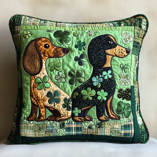 St Patrick's Day Dachshund DAI241224131 Quilted Pillow Case