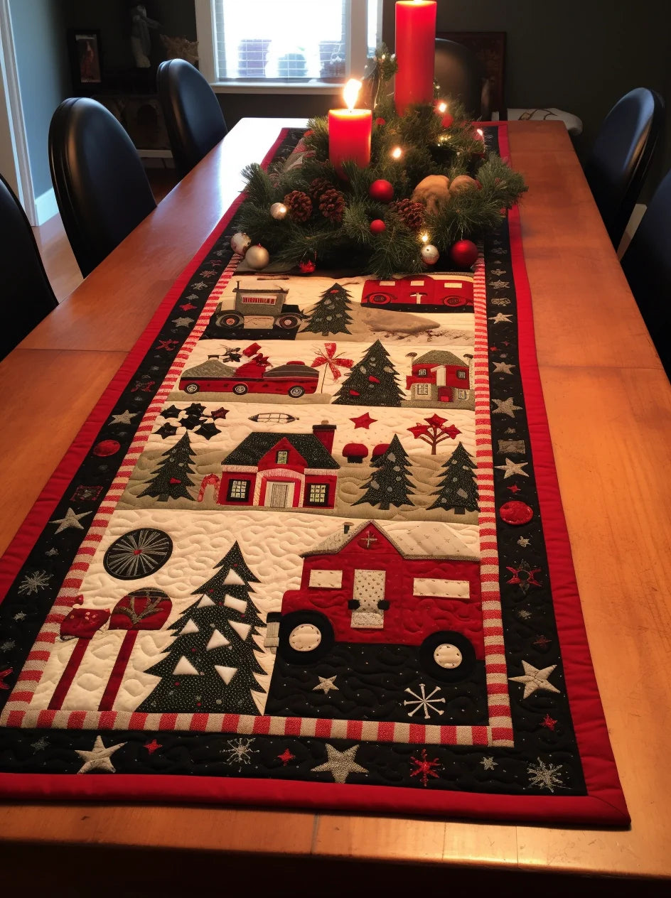 Red Truck Christmas TAI29112315 Quilted Table Runner