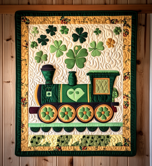 St Patrick's Day Train DAI241224456 Quilt Blanket