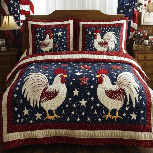 Patriotic Rooster DAI110225216 Quilt Bedding Set