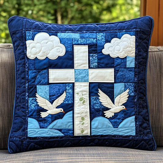 Dove With Christian Cross DAI231124127 Quilted Pillow Case