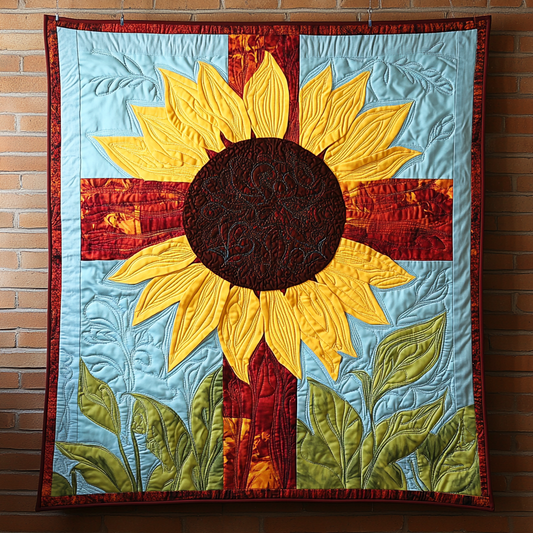 Sunflower Christian Cross DAI101224055 Quilt Blanket