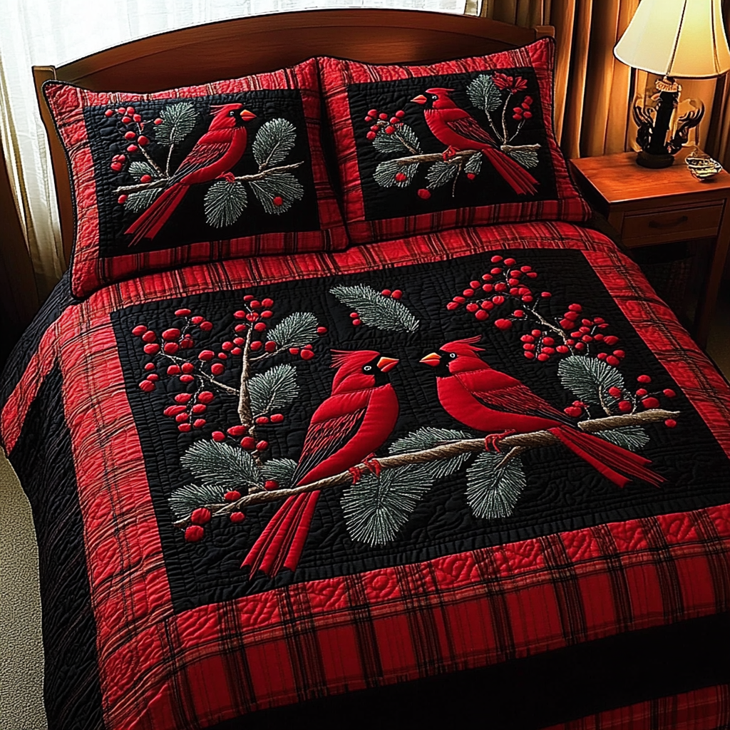 Christmas Cardinal TAI201124135 Quilt Bedding Set