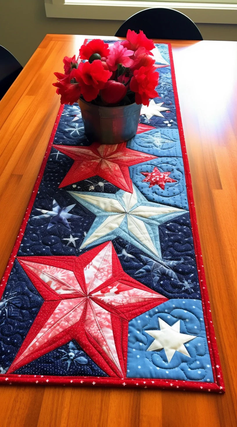 Patriotic Star TAI260224470 Quilted Table Runner