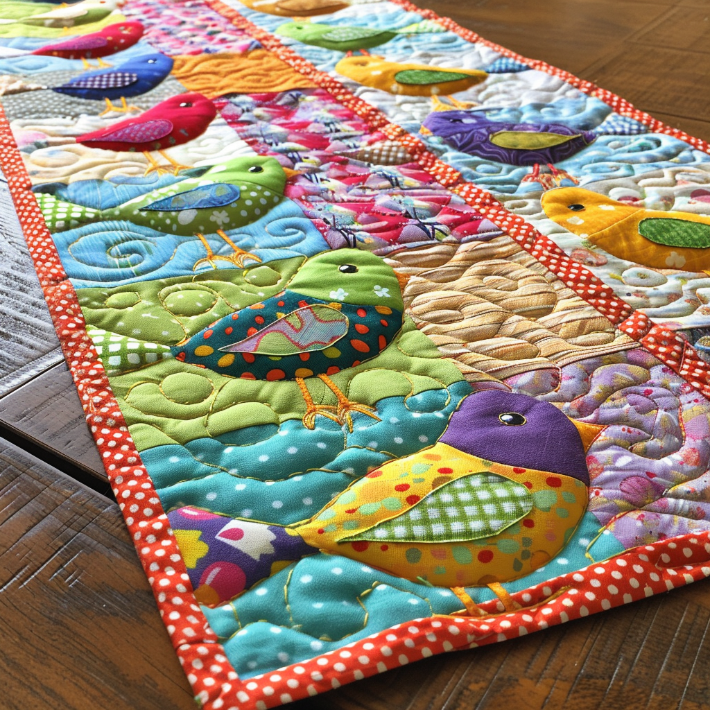 Birds TAI251124211 Quilted Table Runner