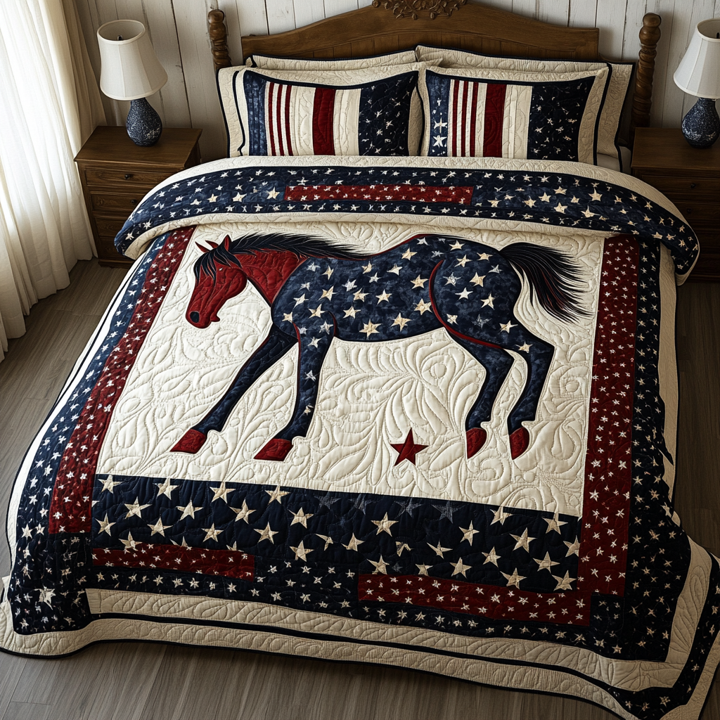 Patriotic Horse DAI280824291 Quilt Bedding Set