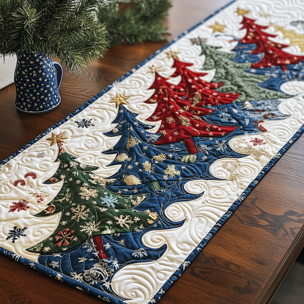 Christmas Tree TAI111124361 Quilted Table Runner