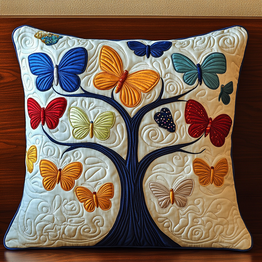 Tree Of Butterflies DAI150125171 Quilted Pillow Case