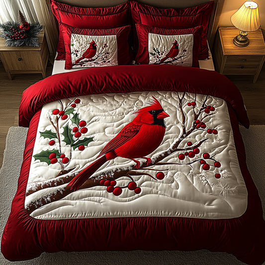 Christmas Cardinal TAI201124296 Quilt Bedding Set