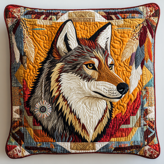 Native American Wolf DAI171224130 Quilted Pillow Case