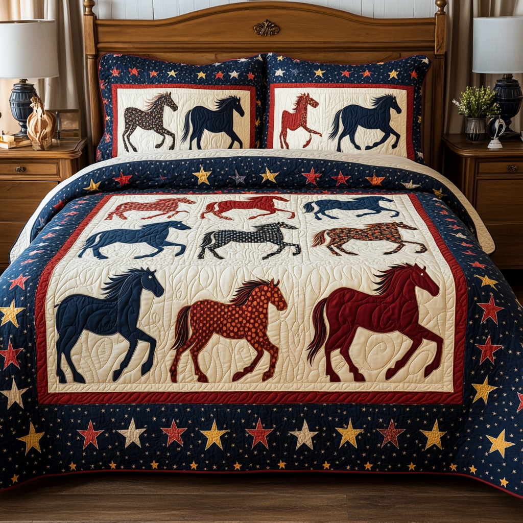 Patriotic Horse DAI280824298 Quilt Bedding Set