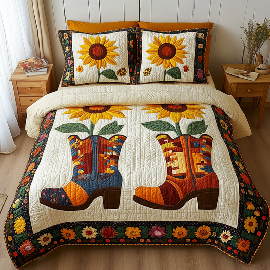 Sunflower Cowboy Boots DAI280824272 Quilt Bedding Set