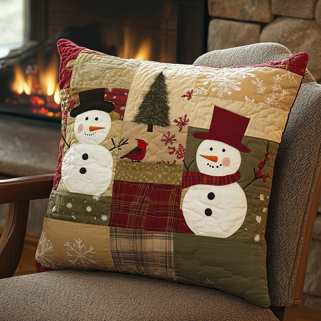 Christmas Snowman TAI181024448 Quilted Pillow Case