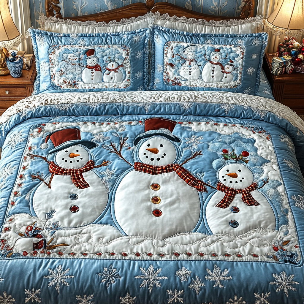 Christmas Snowman TAI101224346 Quilt Bedding Set