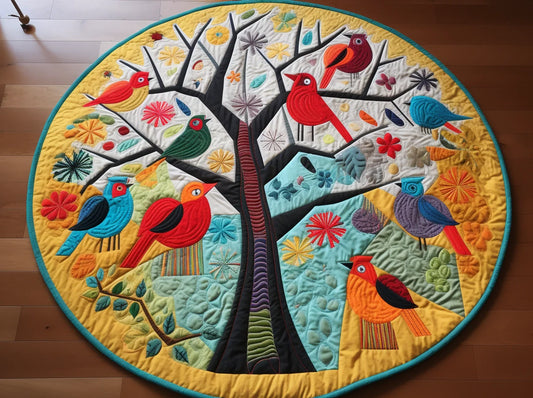 Bird Tree TAI221223058 Quilted Round Mat