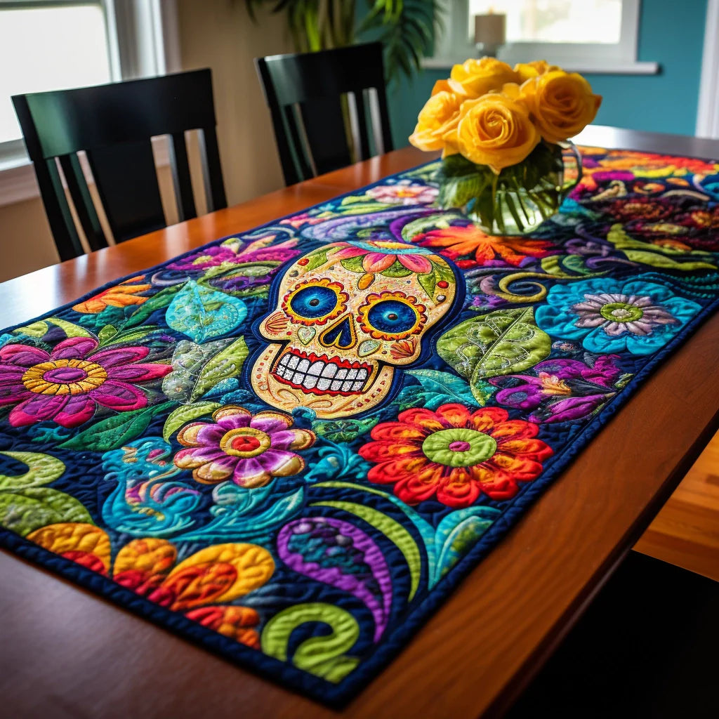 Sugar Skull TAI260224330 Quilted Table Runner