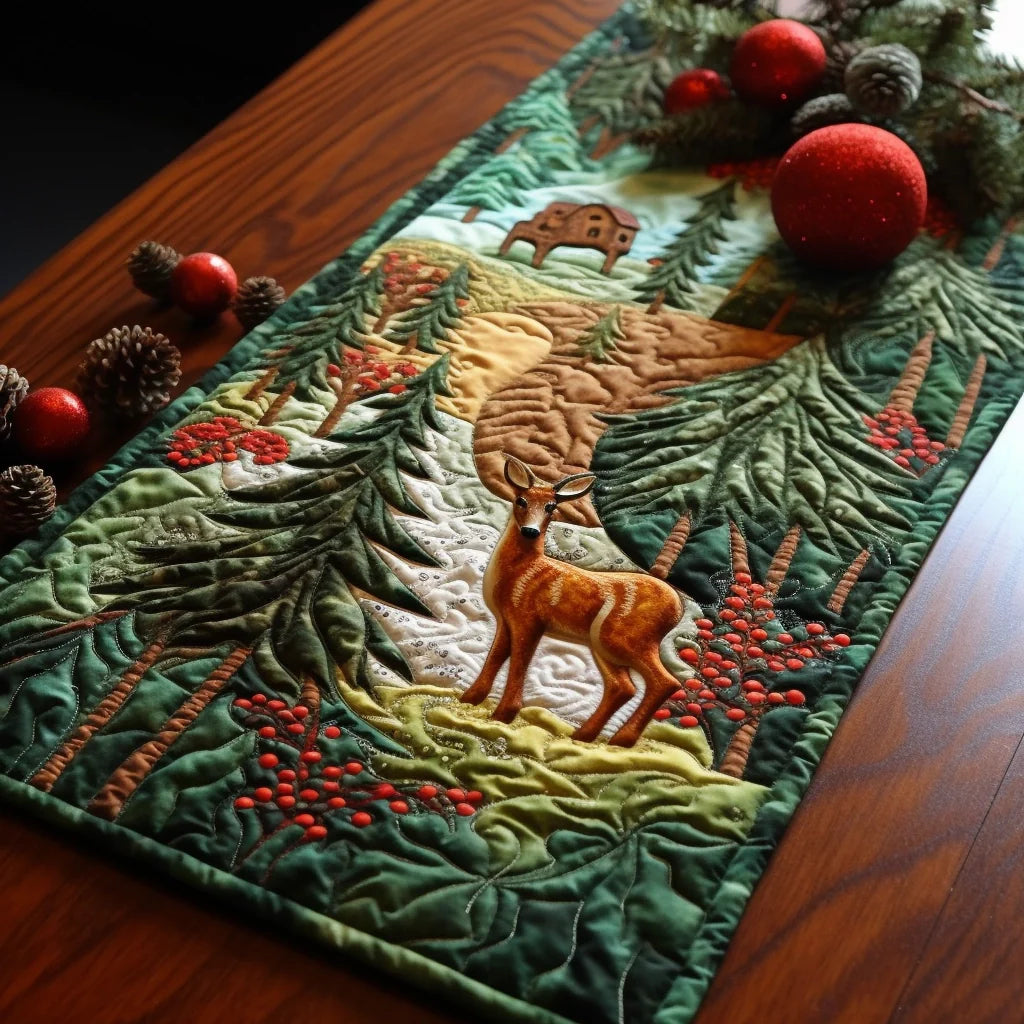 Woodland Deer TAI060123140 Quilted Table Runner