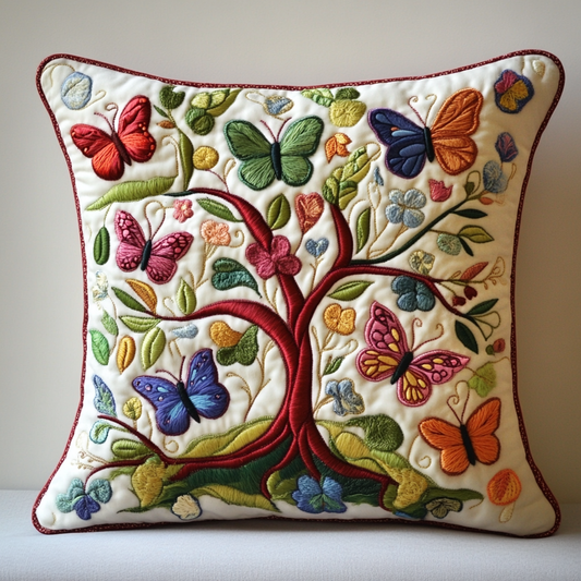 Butterfly Tree Of Life DAI150125159 Quilted Pillow Case