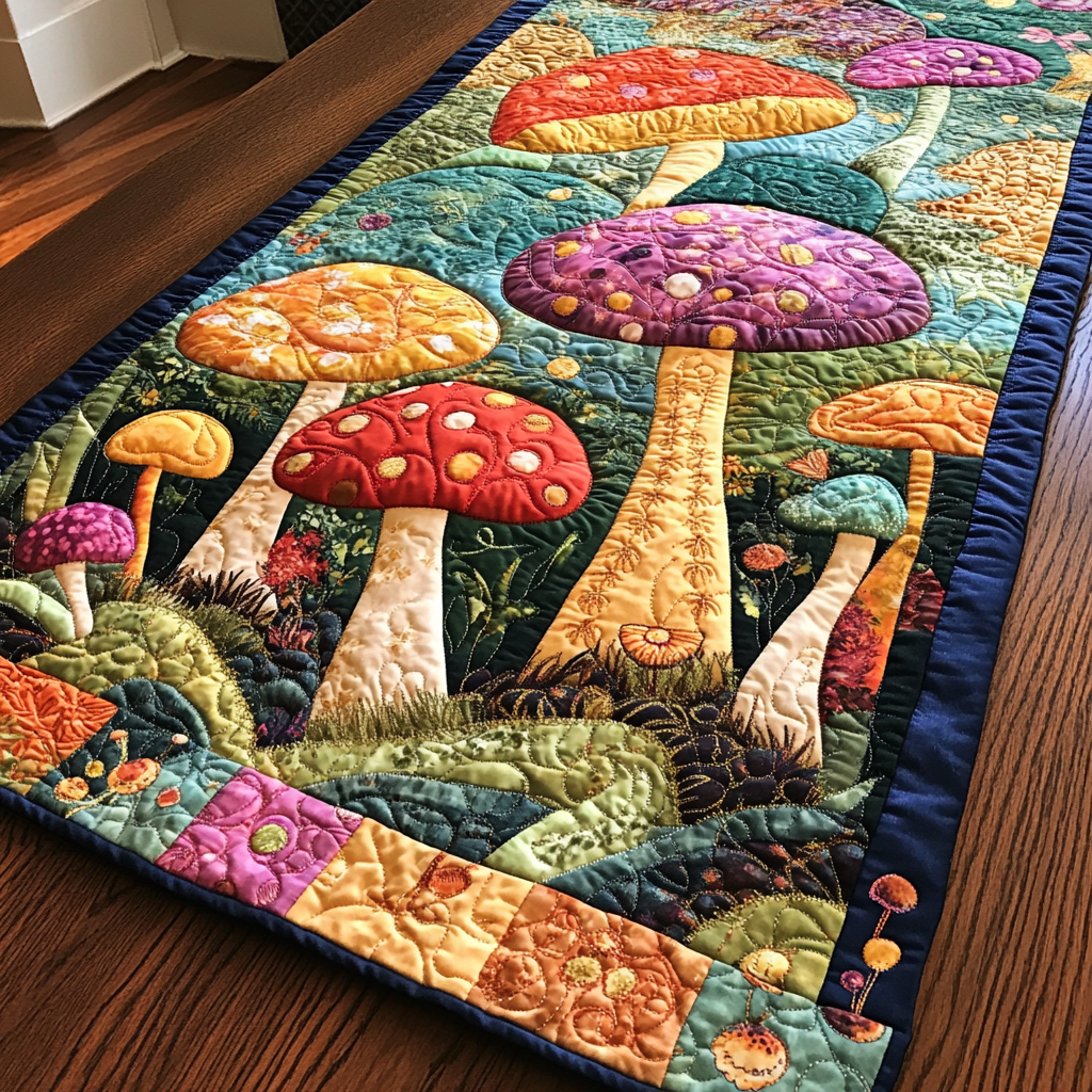 Mushroom DAI051224175 Quilted Table Runner