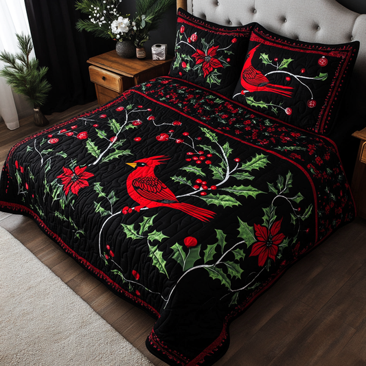 Christmas Cardinal TAI181024123 Quilt Bedding Set