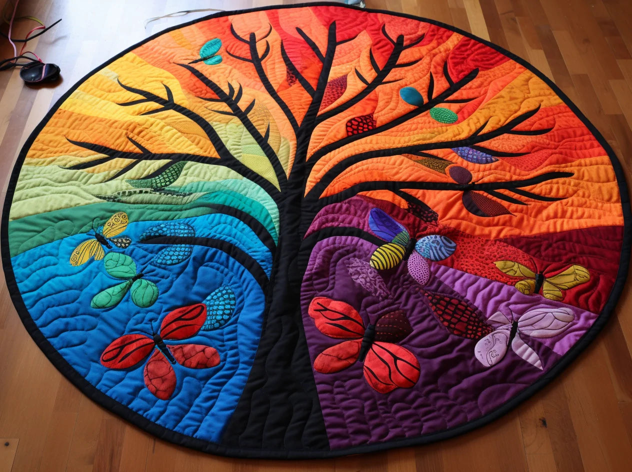 Butterfly Tree TAI221223054 Quilted Round Mat