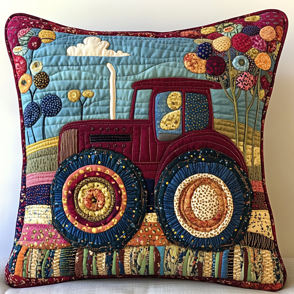 Farm Tractor DAI26102436 Quilted Pillow Case