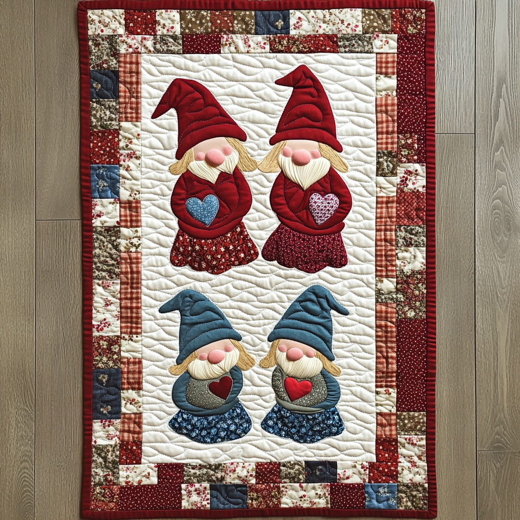 Valentine Gnome DAI090125315 Quilted Table Runner