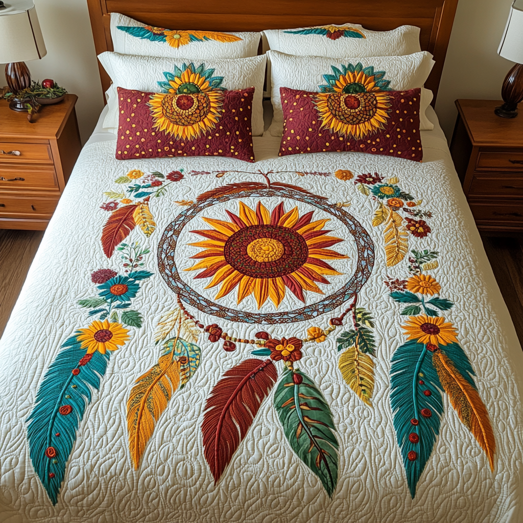 Sunflower Dreamcatcher DAI110225202 Quilt Bedding Set