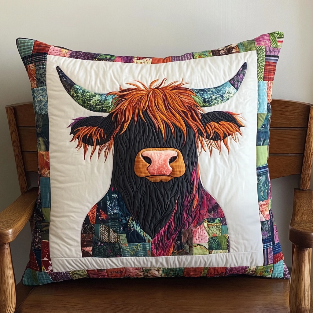 Highland Cow DAI111124543 Quilted Pillow Case