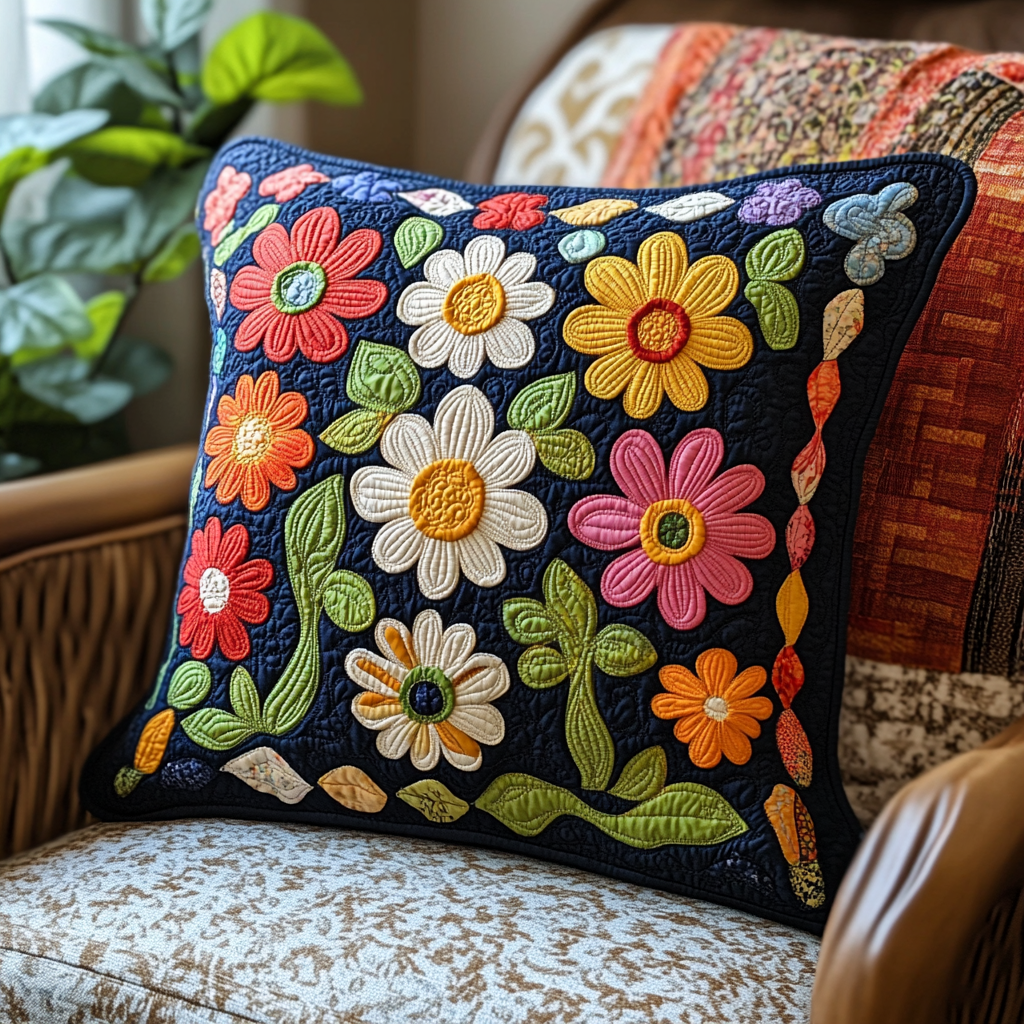 Daisy Flower DAI200125287 Quilted Pillow Case