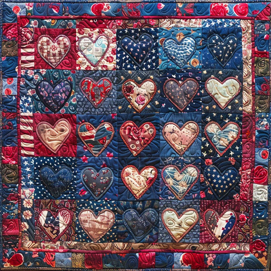 Patriotic Heart TAI020324176 Quilt Blanket