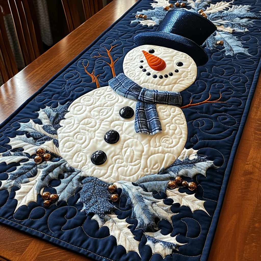 Christmas Snowman TAI141124256 Quilted Table Runner