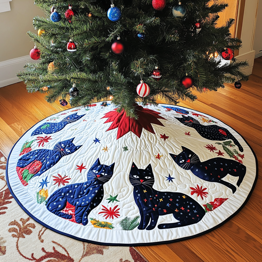 Patriotic Cats TAI041024071 Quilted Tree Skirt