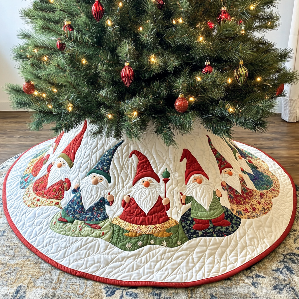 Christmas Gnome DAI040924132 Quilted Tree Skirt