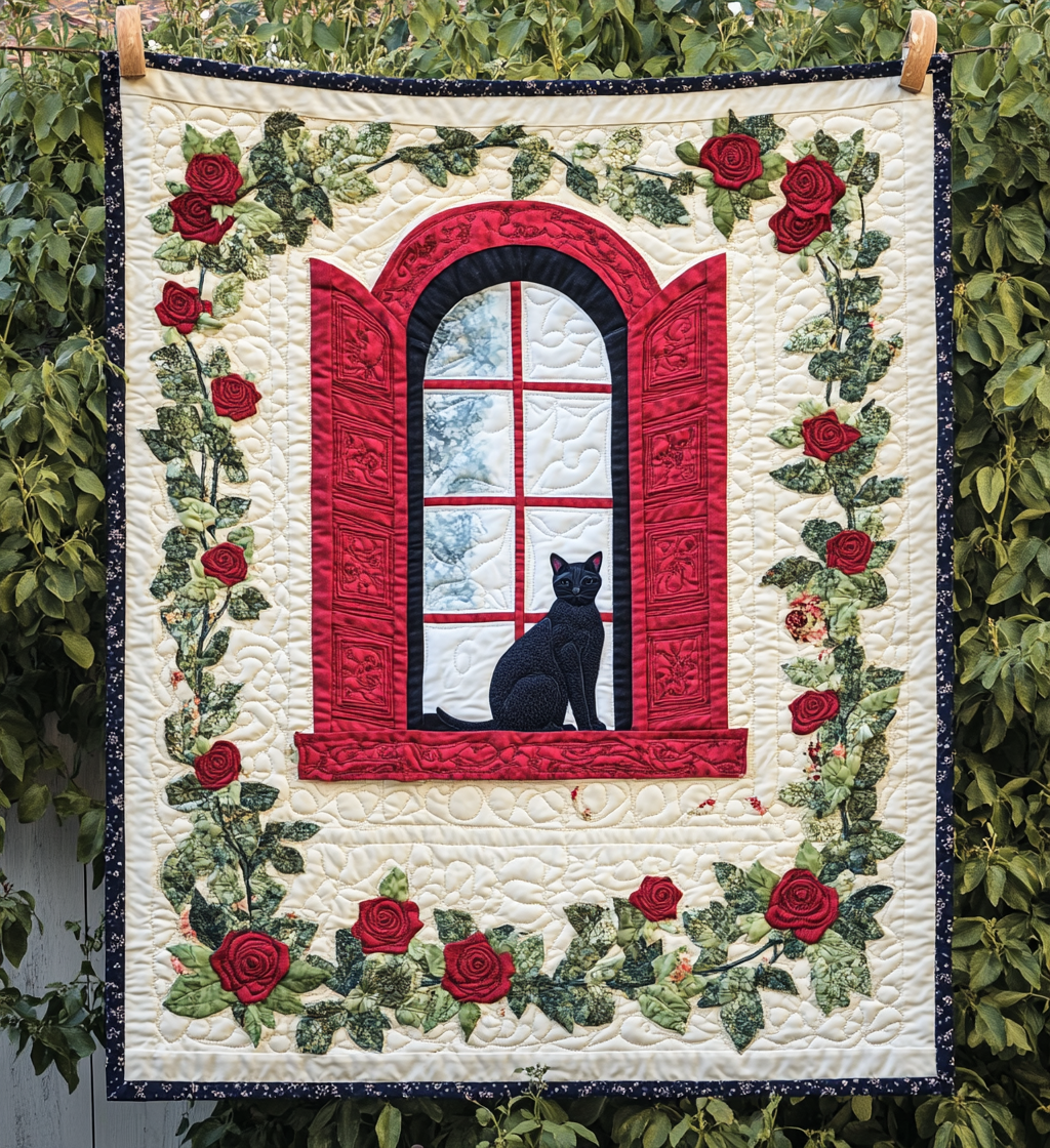 Cat In The Window DAI111124417 Quilt Blanket