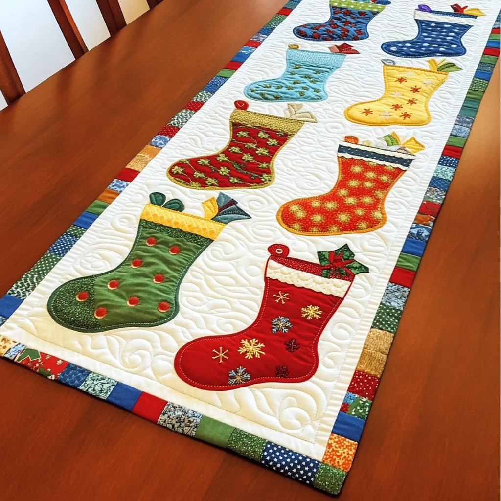 Christmas Stocking DAI231124163 Quilted Table Runner