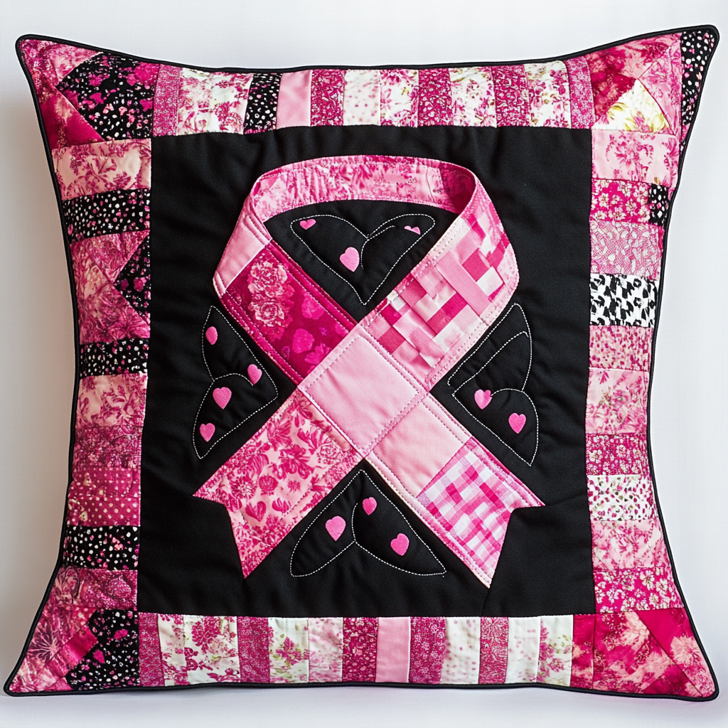 Breast Cancer Ribbon TAI101224269 Quilted Pillow Case