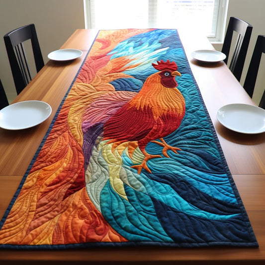 Rooster TAI261223102 Quilted Table Runner